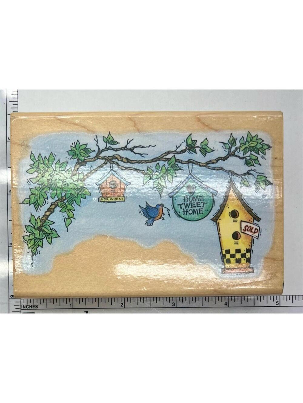 Stampendous Home Tweet Home Birdhouse Scene Rubber Stamp Birds Nature